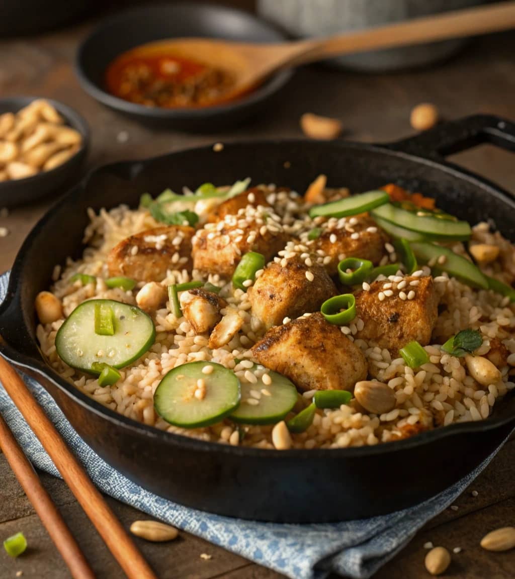 one-pot-peanut-chicken-rice-bake