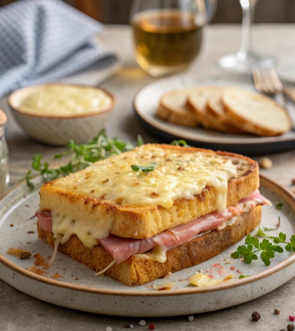 golden-baked-croque-monsieur-sandwich-on-a-rustic-