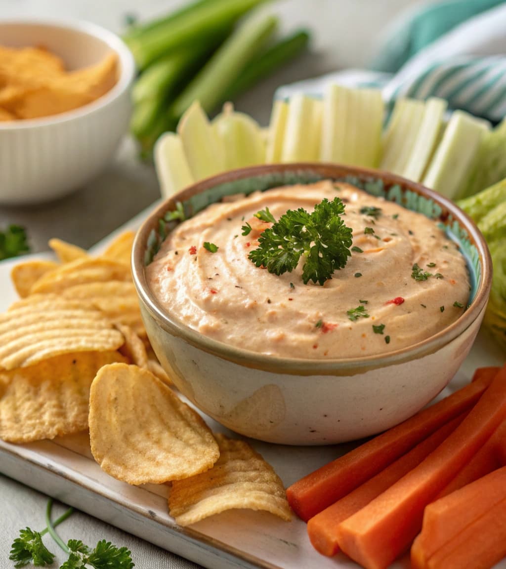 creamy-paprika-and-onion-holiday-dip-in-a-small-bo
