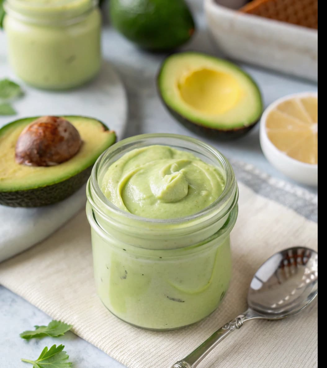 creamy-homemade-avocado-mayo-in-a-small-glass-jar-