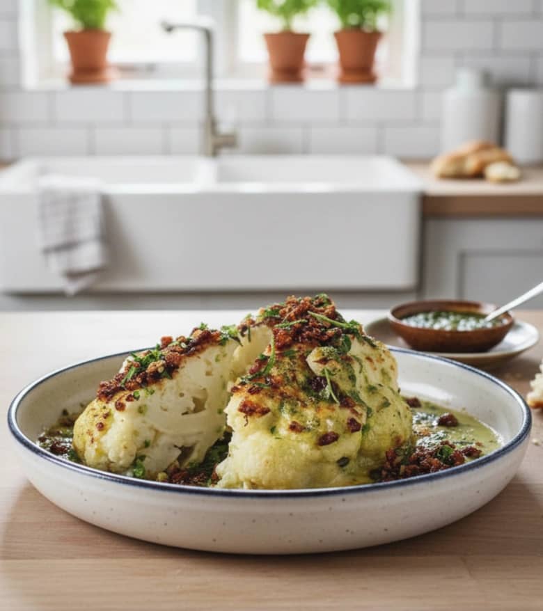 Gratinert hel blomkål