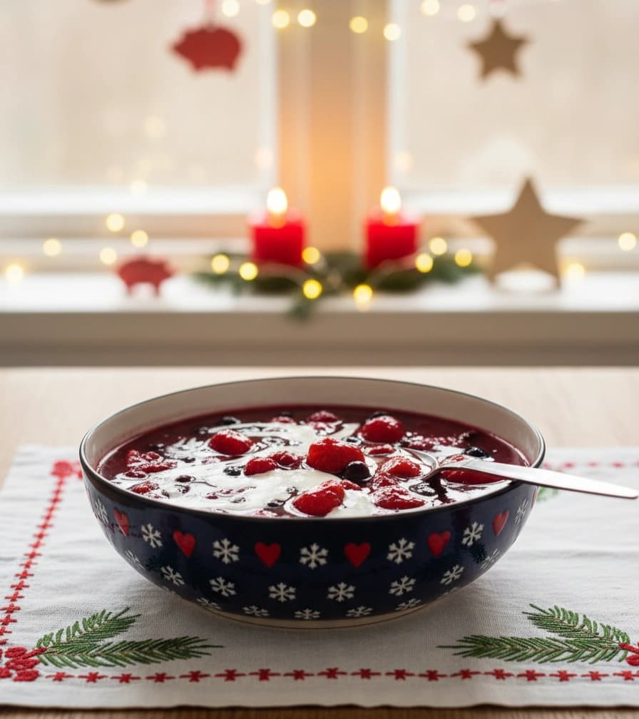 Rødgrød med fløde