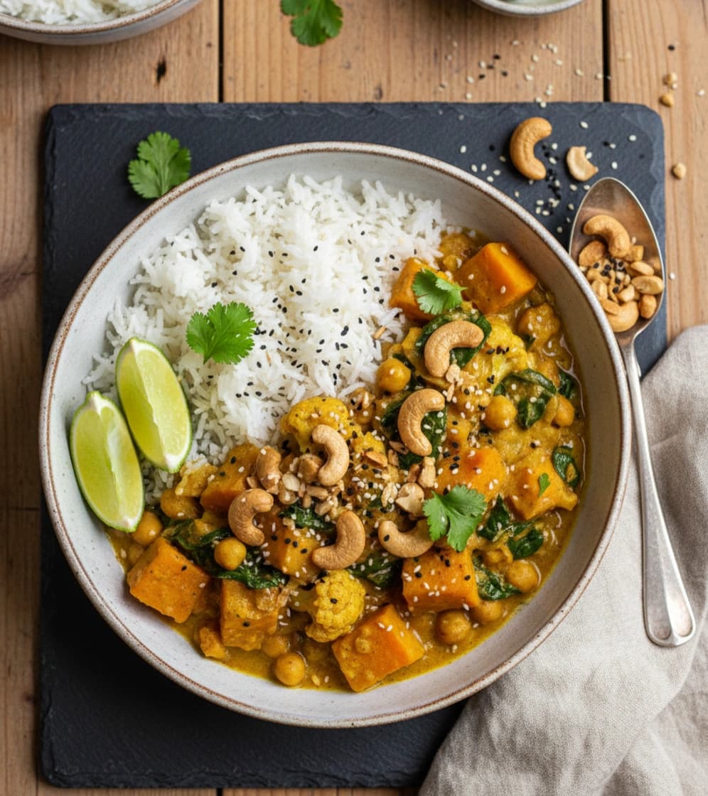 Vegansk grønn curry med gresskar