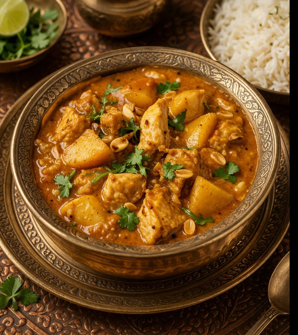 Indian curry with rice and spices