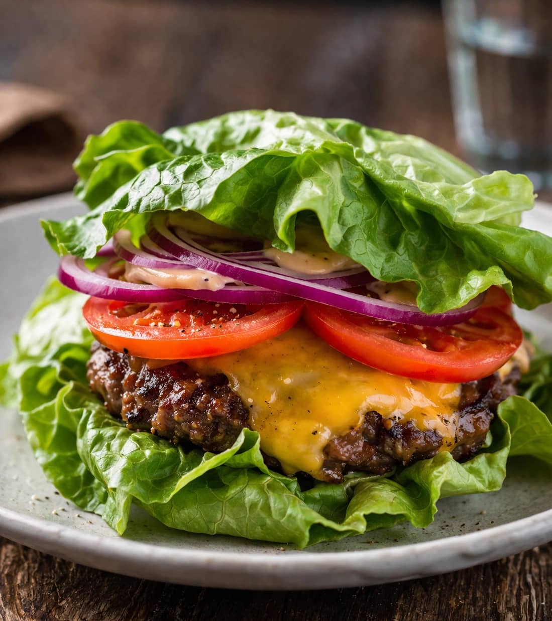 Keto-burger med cheddar