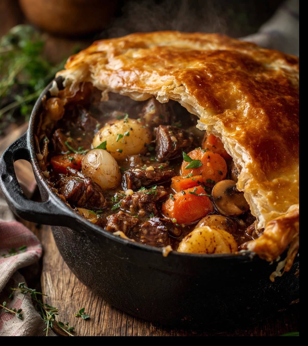 Oksegryte med rødvin