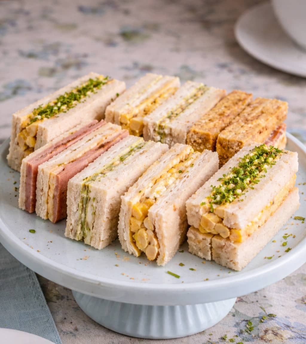 Casual afternoon tea sandwiches platter
