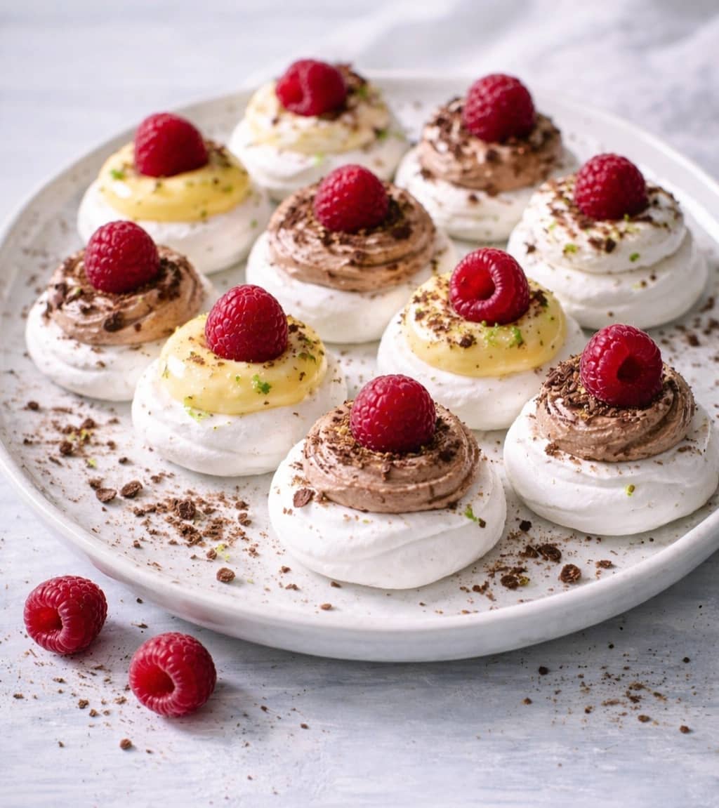 Mini pavlova med krem og bær