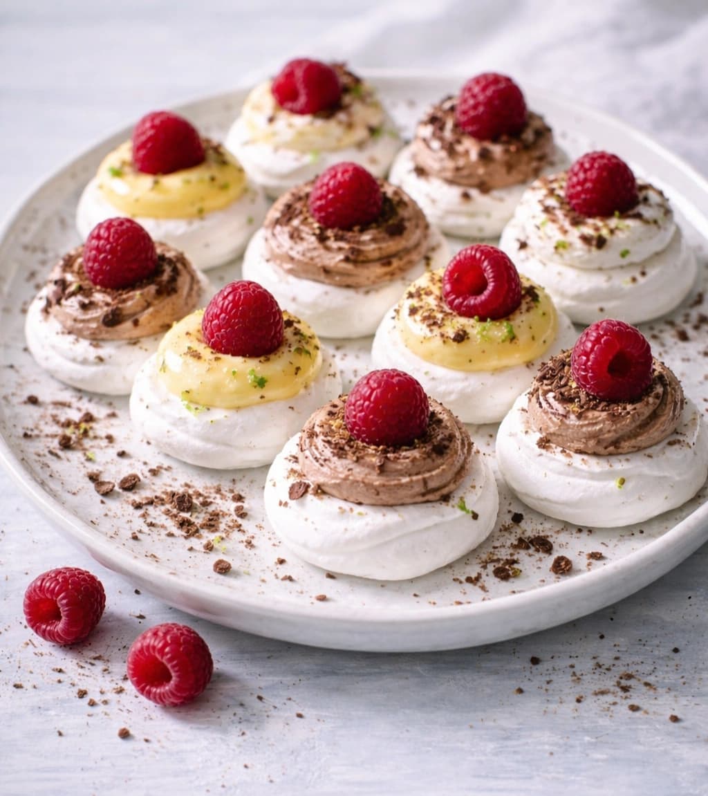 Mini pavlova med krem og bær
