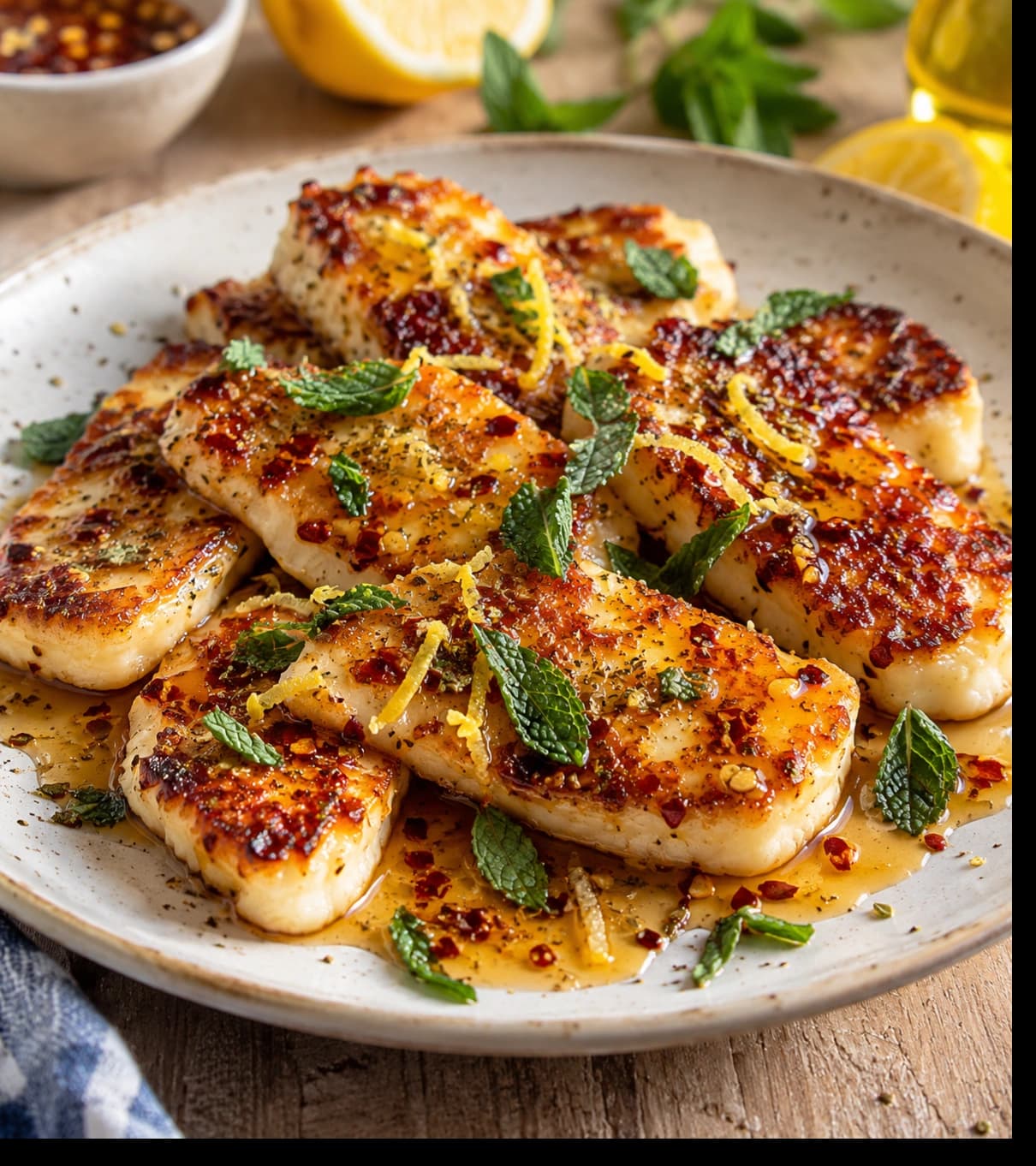 Golden Halloumi with Lemon and Mint