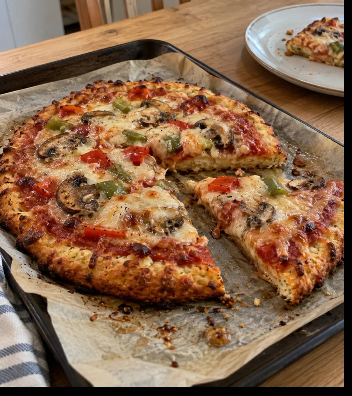 Rustic Homemade Mushroom Pepper Pizza