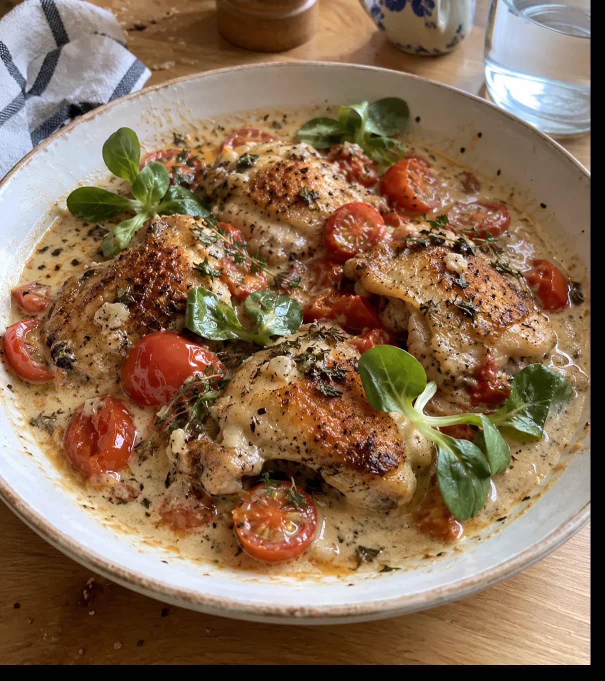 Creamy Herb Chicken with Roasted Tomatoes