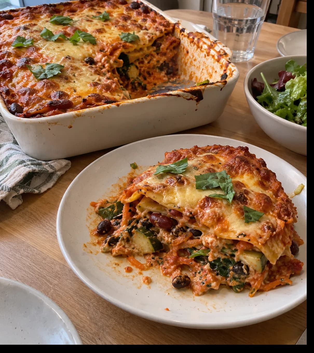 Rustic Lasagna Feast with Garden Salad