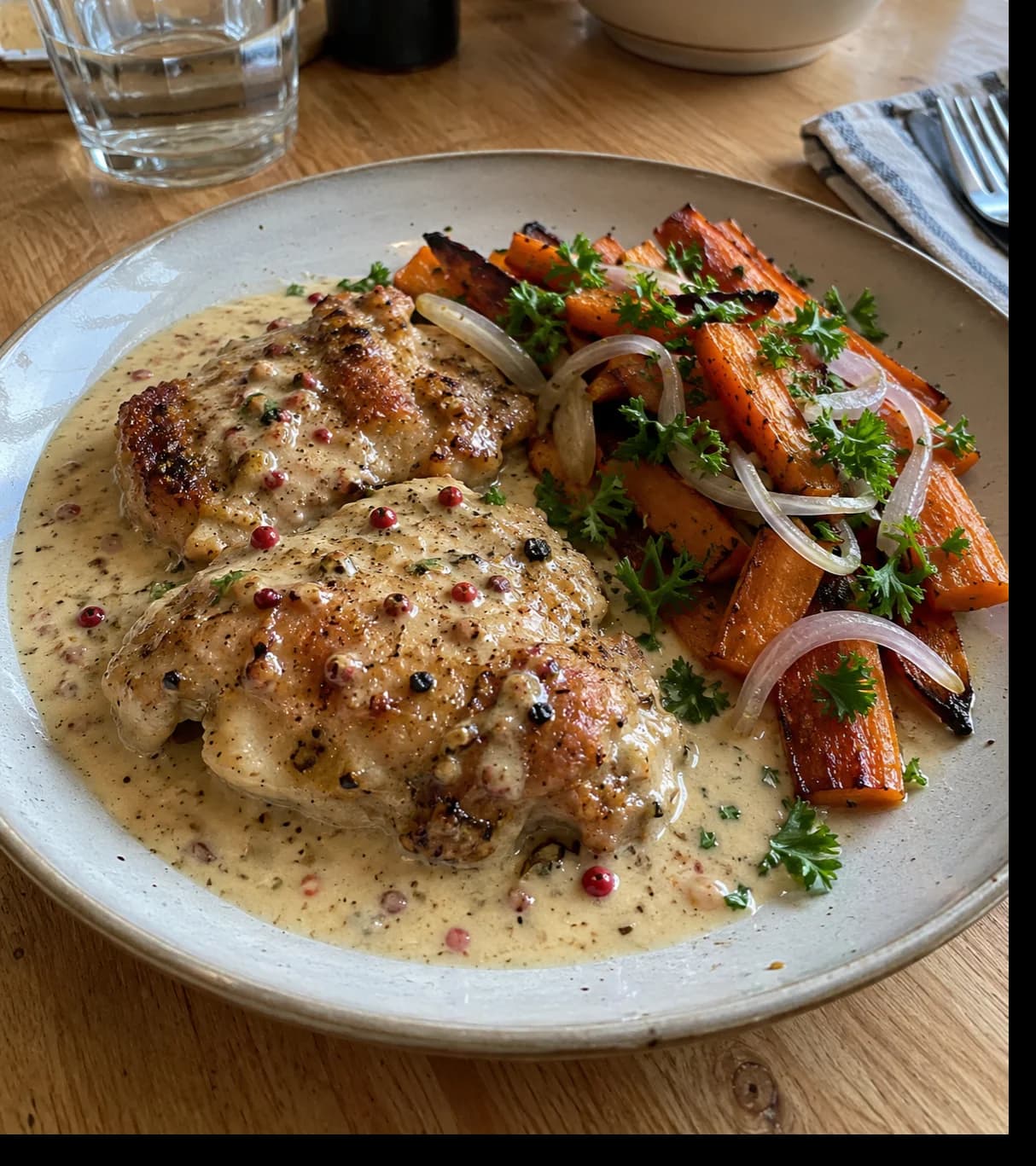 Creamy Chicken with Roasted Carrots