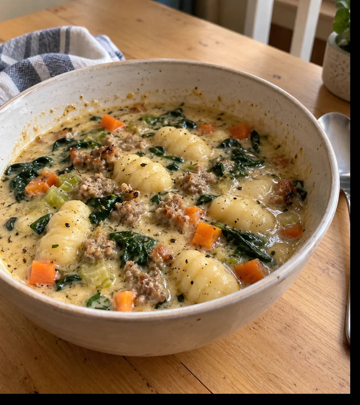 Creamy Gnocchi Stew with Sausage and Spinach