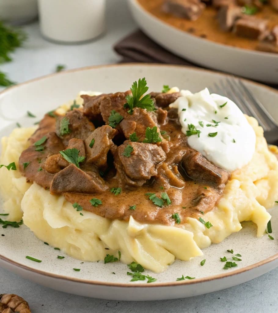 beef-stroganoff-with-mashed-potatos