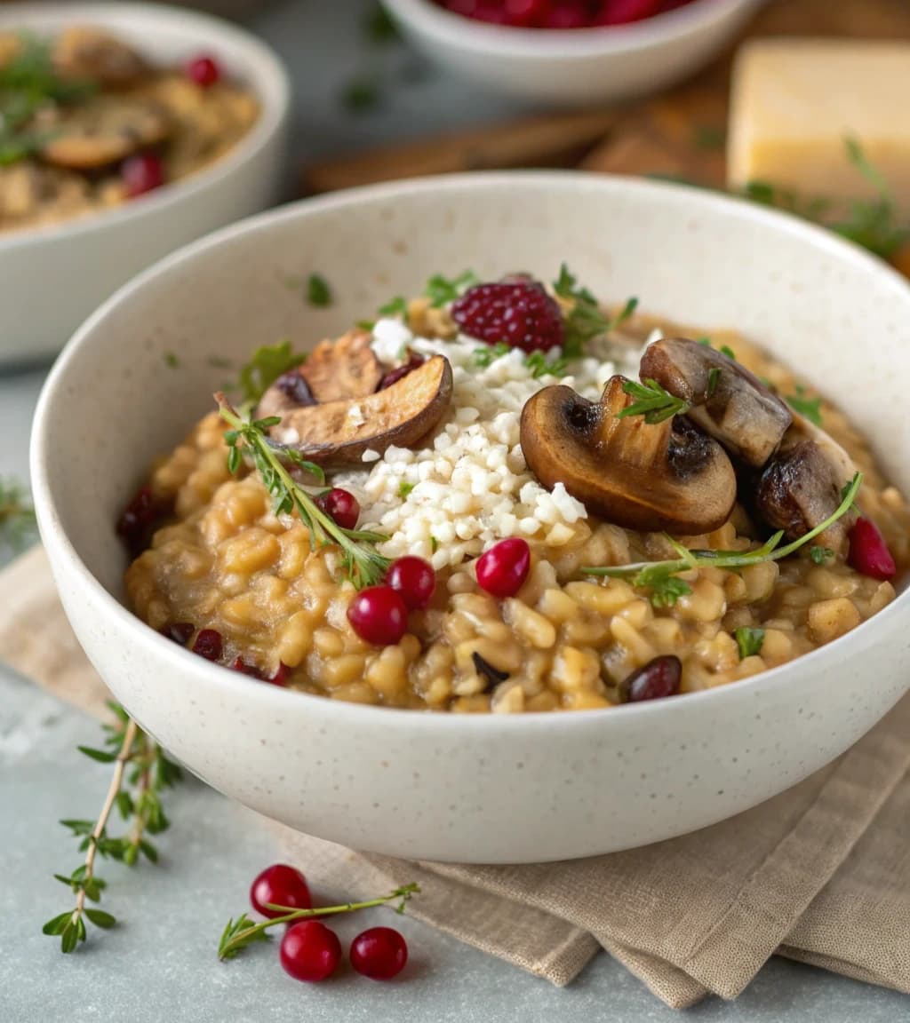 barley-risotto-with-mushrooms-and-lingonberries
