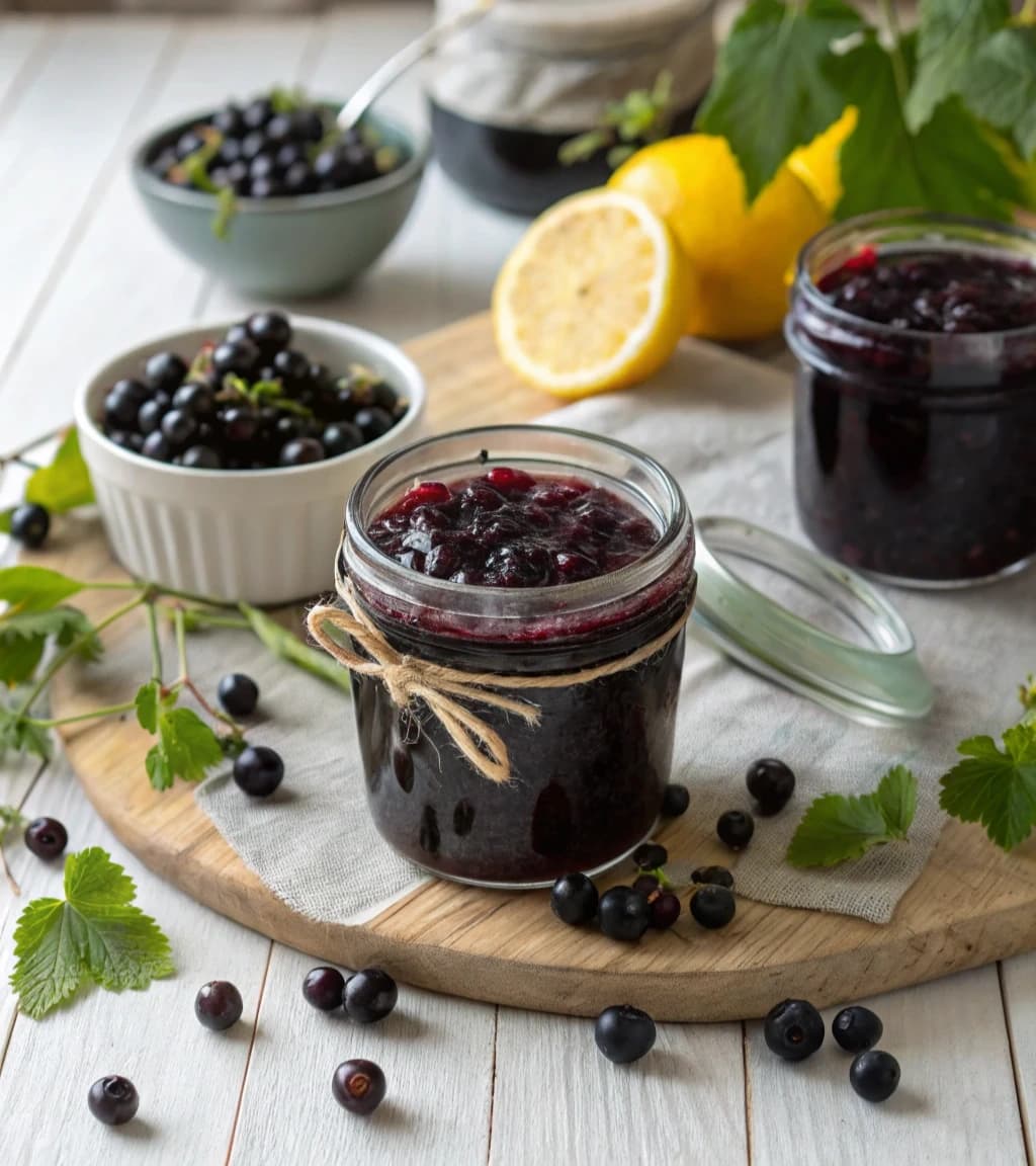 blackcurrant-jam-in-glass-jars