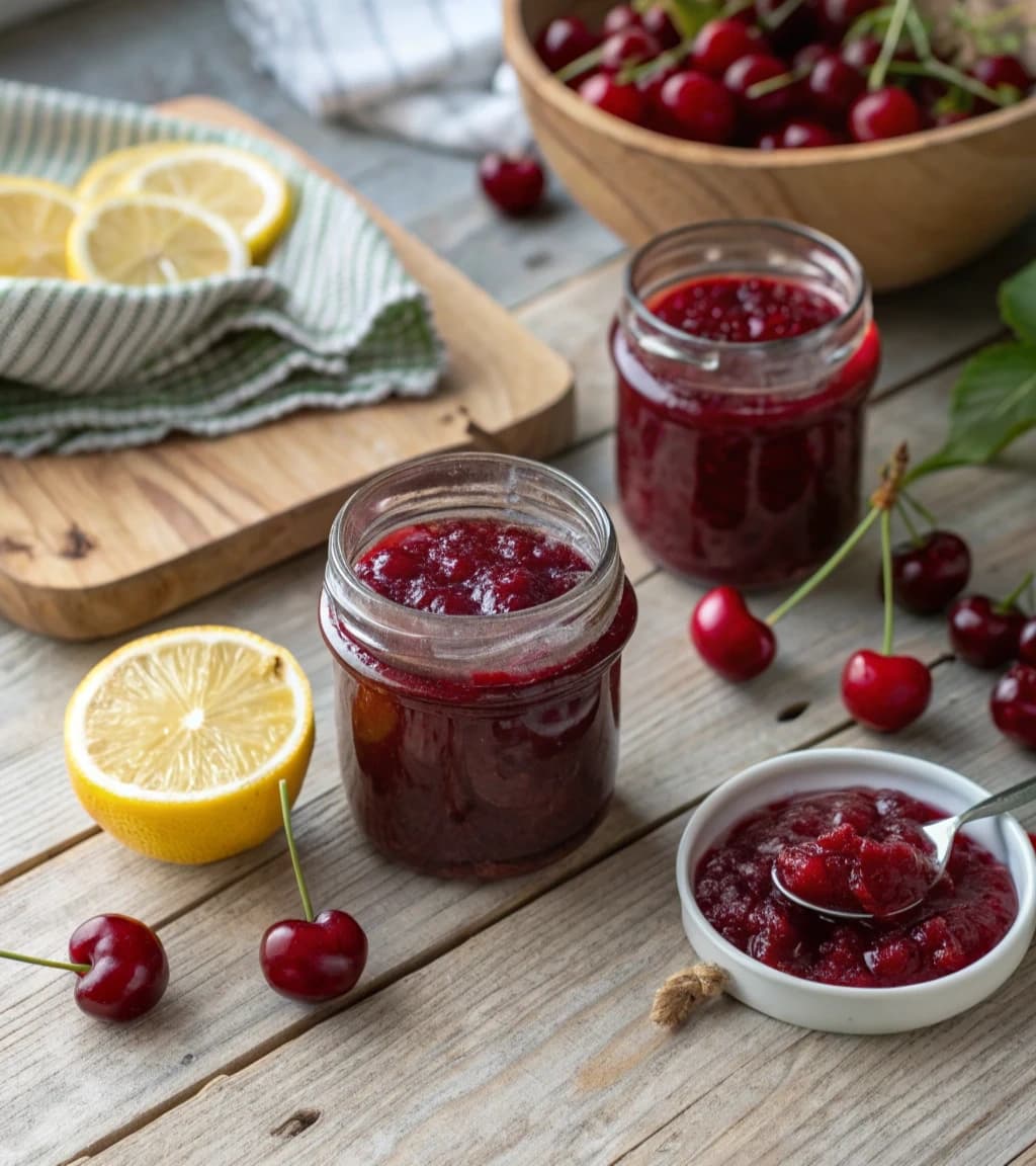 cherry-jam-in-glass-jars