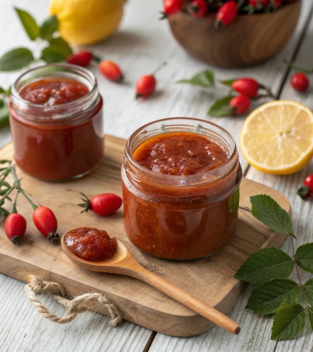 rosehip-jam-in-glass-jars