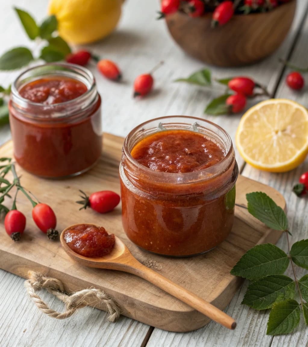 rosehip-jam-in-glass-jars